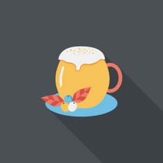 hot milk cream coffee flat icon with long shadow eps10 N2