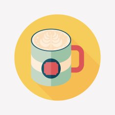 coffee latte art flat icon with long shadow eps10