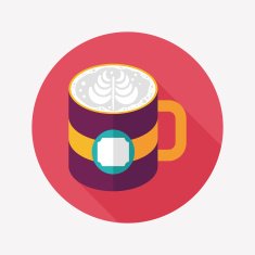 coffee latte art flat icon with long shadow eps10 N2