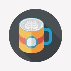 coffee latte art flat icon with long shadow eps10 N3