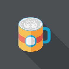 coffee latte art flat icon with long shadow eps10 N7