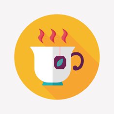 hot tea flat icon with long shadow eps10 N2