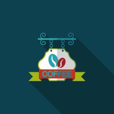 Coffee shop signs flat icon with long shadow eps10 N11
