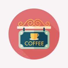 Coffee shop signs flat icon with long shadow eps10 N12