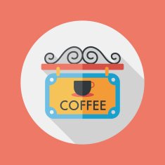 Coffee shop signs flat icon with long shadow eps10 N14