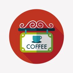Coffee shop signs flat icon with long shadow eps10 N15