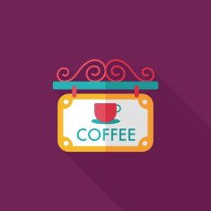 Coffee shop signs flat icon with long shadow eps10 N17