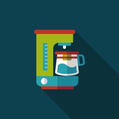 coffee machine flat icon with long shadow eps10 N9