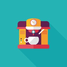 coffee machine flat icon with long shadow eps10 N13
