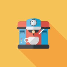 coffee machine flat icon with long shadow eps10 N15