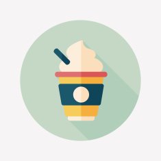 hot milk cream coffee flat icon with long shadow eps10 N3