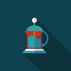 coffee kettle flat icon with long shadow eps10 N13