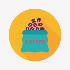coffee bean flat icon with long shadow eps10 N49