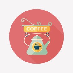 Coffee shop signs flat icon with long shadow eps10 N20