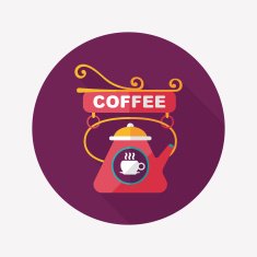 Coffee shop signs flat icon with long shadow eps10 N21