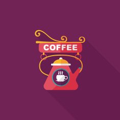 Coffee shop signs flat icon with long shadow eps10 N24