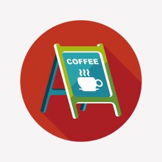 Coffee shop signs flat icon with long shadow eps10 N29