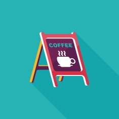 Coffee shop signs flat icon with long shadow eps10 N32