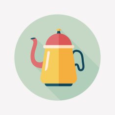 coffee kettle flat icon with long shadow eps10 N14