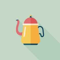 coffee kettle flat icon with long shadow eps10 N17