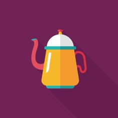 coffee kettle flat icon with long shadow eps10 N18