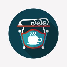 Coffee shop signs flat icon with long shadow eps10 N36