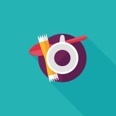 black coffee flat icon with long shadow eps10 N6