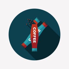 3 in 1 coffee flat icon with long shadow eps10 N3