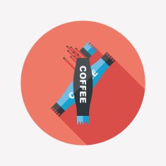 3 in 1 coffee flat icon with long shadow eps10 N4