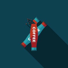 3 in 1 coffee flat icon with long shadow eps10 N6