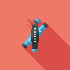 3 in 1 coffee flat icon with long shadow eps10 N7