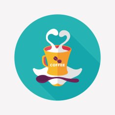 coffee latte art flat icon with long shadow eps10 N26