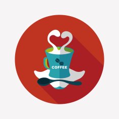 coffee latte art flat icon with long shadow eps10 N27