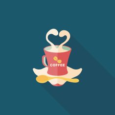 coffee latte art flat icon with long shadow eps10 N29