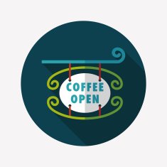 Coffee shop signs flat icon with long shadow eps10 N43