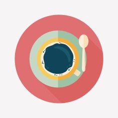 black coffee flat icon with long shadow eps10 N9