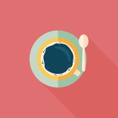 black coffee flat icon with long shadow eps10 N12