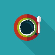 black coffee flat icon with long shadow eps10 N14