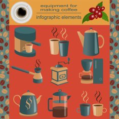 Equipment for making coffee set infographics elements N3