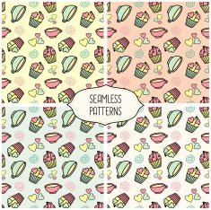 Seamless cupcake tea cup background