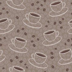 seamless vector pattern with cups and coffee beans N2