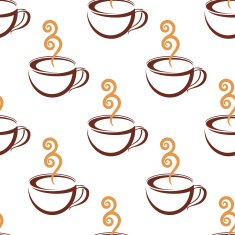 Seamless pattern of steaming cup coffee