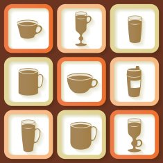 Set of 9 icons different coffee cups