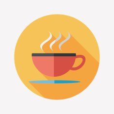 coffee flat icon with long shadow N6