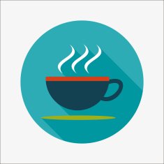 coffee flat icon with long shadow N12