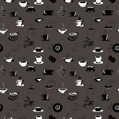 seamless vector pattern with coffee beans and cups