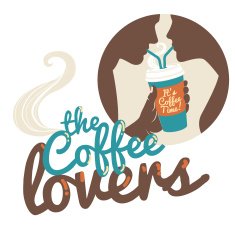 Couple drinking coffee Flat style Inscription The coffee love N2