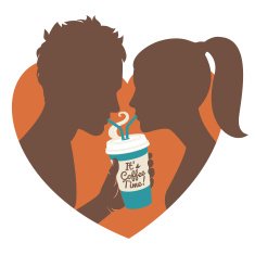 Couple drinking coffee Flat style