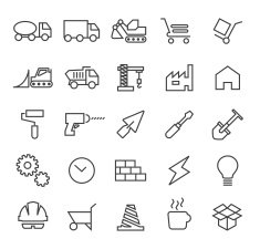 Minimalistic Construction Icons on White Background