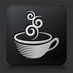 Black Square Button with Coffee Cup Icon N9